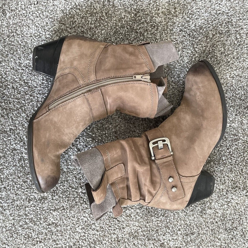 ARA Luftpolster boots womens 8.5 brown suede leather burnished slouch Booties - Picture 5 of 10